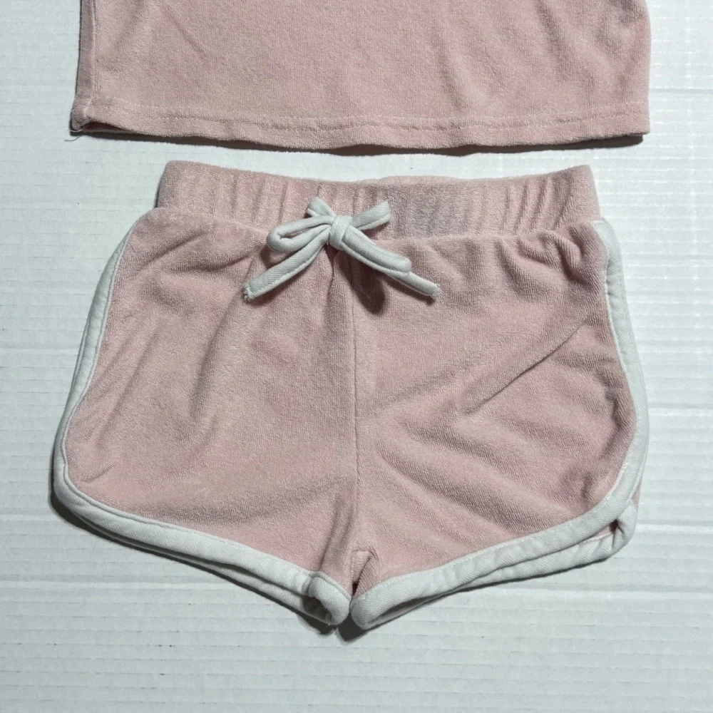 BearPaw 2 piece Terry retro style ringer tee & shorts set 2T